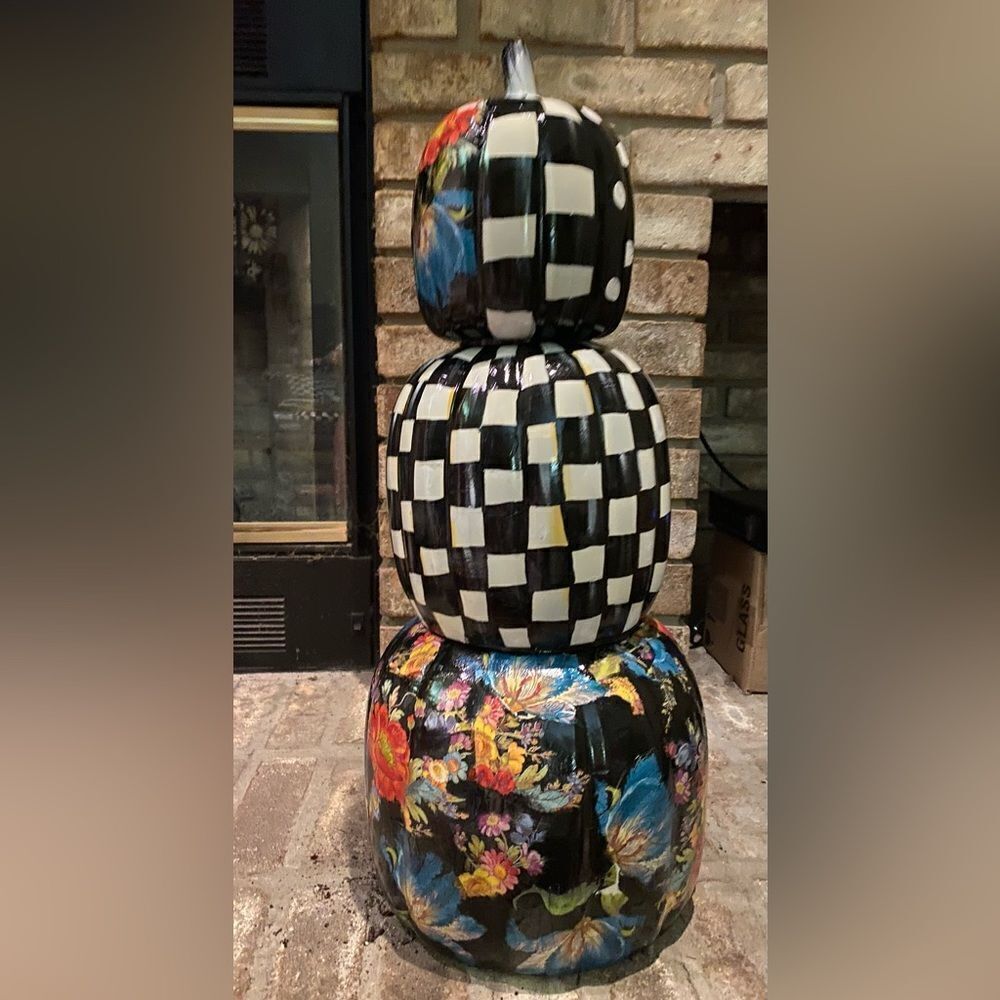 - Designer inspired Hand Painted Pumpkin Stack